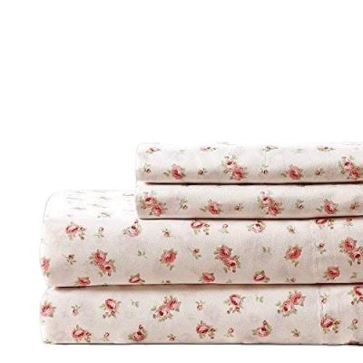 China Disposable Luxuriously Soft 100% Microfiber Rose Printed Bed Sheet Set with Flat Sheet and Deep Pocket Fitted Sheet Pillowcase for sale