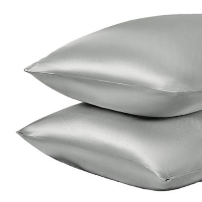 China Wearable Satin Pillowcase for Hair and Skin Silver Gray Silk Pillowcase 2 Pack 20x30 Inch 2 Pack with Envelope Closure for sale