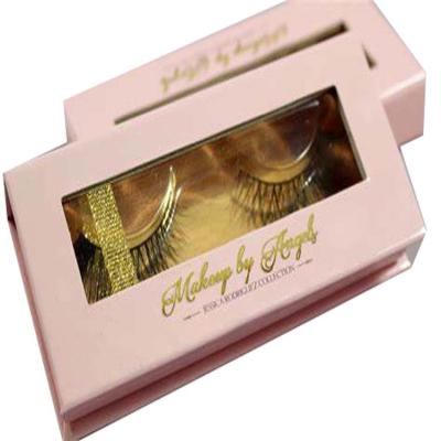 China custom pink eyelash window paper box  Rigid eyelash gift box for sale