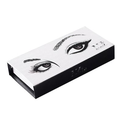 China rigid black and white hinged eyelash box high quality mink eyelash paper box for sale