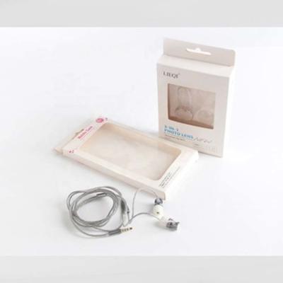 China hanged earphone color paper box with hook  Luxury clear window headphone cardboard gift box for sale