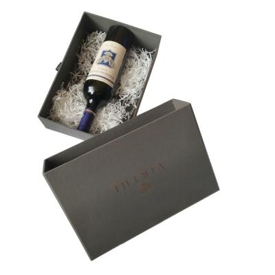 China sliding drawer gift wine box   one bottle wine paper box with ribbon for sale