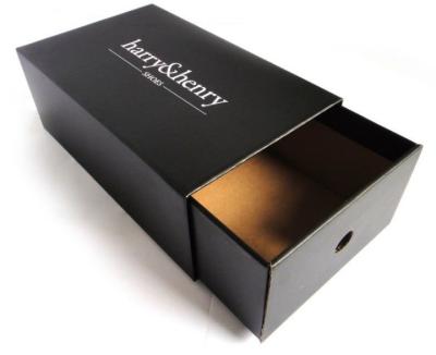 China black shoe packaging box  book shape drawer packaging shoe box  slide shoe box for sale