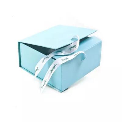 China custom blue baby clothes gift box  luxury baby shoes paper cap box hinged hat box for sale