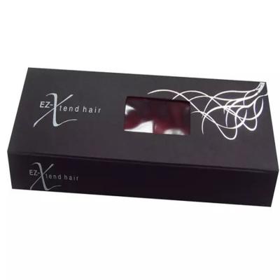 China custom purple red hair extension gift box  hair extension hinged box with window for sale