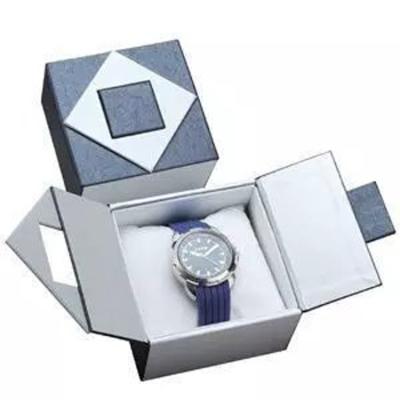 China custom middle opened door book shape watch box  luxury rigid hinged packaging watch gift box for sale