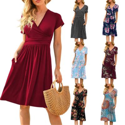 China Women's Summer Style Women's Anti-Static New Plus Size Casual Short Sleeve V-Neck Short Dress Dress for sale