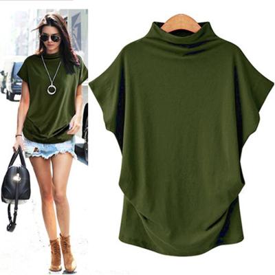 China Anti-wrinkle spring new style shirt casual bat sleeve round neck plain shirt and blouse ladies for sale