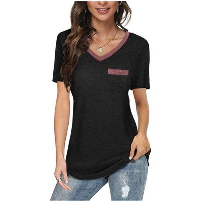 China V-Neck Summer Hot Sale Ladies Comfortable Anti-wrinkle Short Sleeve T-shirt Casual And Comfortable Tops for sale