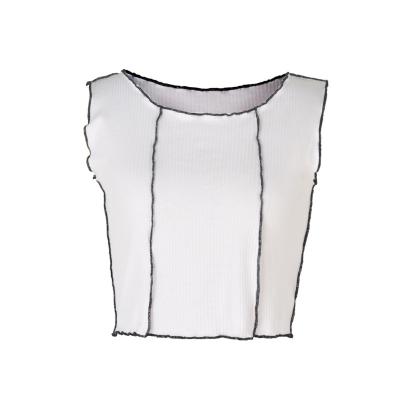 China 2021 New Fashion Women Color Breathable Sleeveless Patch Cropped Vest O-Neck Skinny Camisole for sale