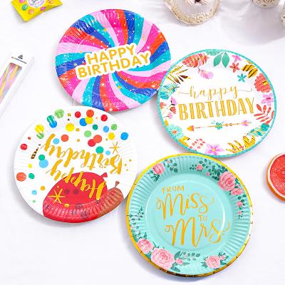 China Fashionable Wholesale Tableware Party Supplies High Quality Disposable Paper Tableware Dishes for sale