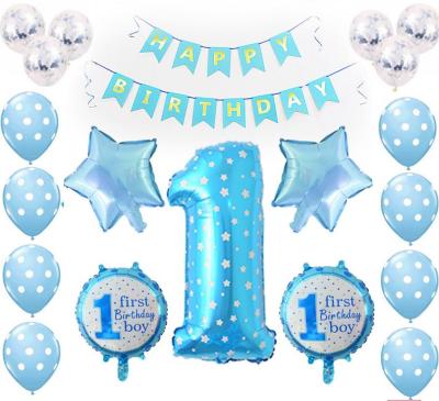 China Reusable Customized Party Supplies 1st Birthday Party Decoration Set Blue Balloon 12 Inch For Kids for sale