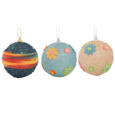 China Fashion Christmas Products Novedosos Ball Christmas Flower Embroidery Decor Ornament Colorful Christmas Paillette Gift for sale