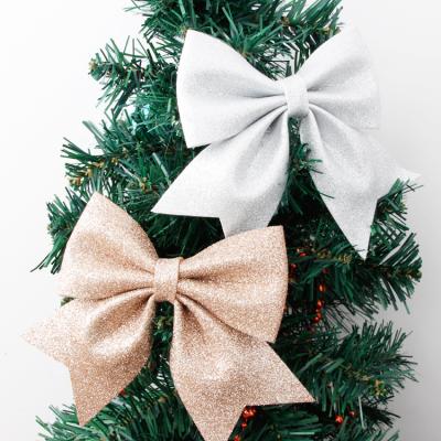 China Fashionable Silver Fine Snap Bows Small Ribbon Bow Custom Outdoor Christmas Ornament for sale