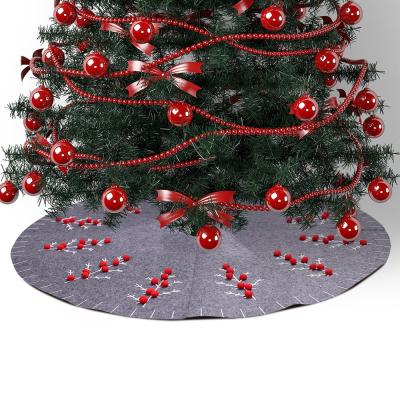 China Gray Felt Christmas Tree Skirt Fashionable Christmas Accessories Fine Christmas Tree Ribbon Decoration Gifts for sale