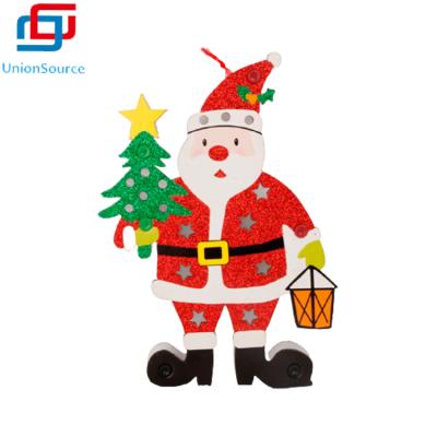 China Newest Christmas Decoration Supplies Cardboard Christmas Decoration Santa Pendant Christmas Tree LED Lighted Hanging Ornamen for sale