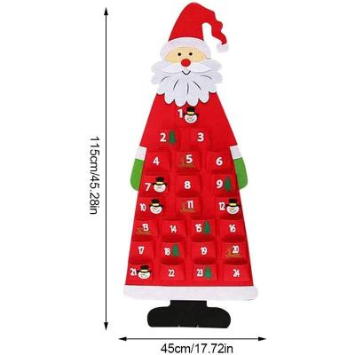 China Large Durable Luxury Christmas Tree Wall Hanging Elf Farmhouse Advent Felt Calendar Decor for sale