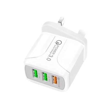 China UniversalÂ   QC3.0 3 pin universal usb multi port usb QC fast charger EU/US/UK for sale