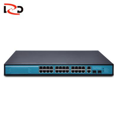 China POE Network Equipment Fast Ethernet 100M 24 Port POE Switches With 2 Gigabit Combo Port for sale