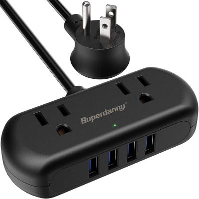 China 2 AC Outlet 4 USB Ports Easy Carry Small USB Charger Extension Power Strip With 4 USB Ports for sale