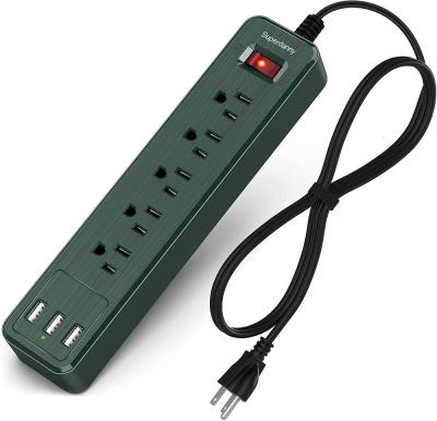 China 5 USB Outlet 3 Ports 5 USB Outlets 3 Ports USB Outlet 5 AC Plug Surge Protector Flat Strip With Hook And Loop Fastener for sale