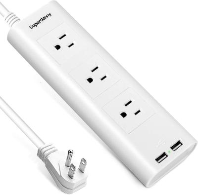 China china factory 3 ac outlet 2 usb ports power strip with surge voltage protector with 3 ac outlets 2 usb ports for sale