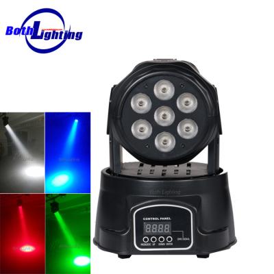 China Mini LED Wash 7x10W RGBW 4in1 LED Beam Moving Head Light Stage Lighting 175*175*250mm for sale