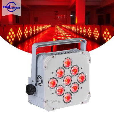 China 9x18w Wireless 13200mah Battery DMX LED Par Light RGBWA UV LCD Display With Color Changing Wedding Uplights WIFI Remote Control for sale