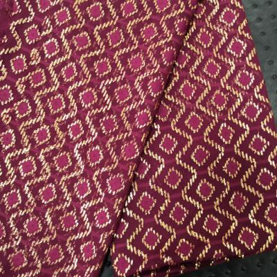 China Vintage Style Breathable Hot Sale Polyester Hi-multi Chiffon Woven Brocade Gold Foil Jacquard Fabric 100% for sale