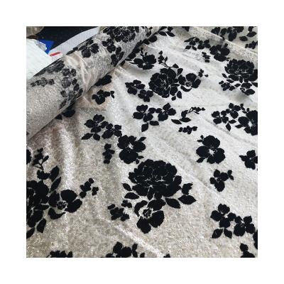 China Breathable Customized 100% Polyester Mesh 3mm Sequin Embroidery Flock Upholstery Fabric For Clothing for sale