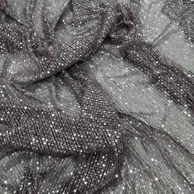 China Shrink-Resistant 60% Polyester 40% Moonlight Haul Metallic Sequin Pleated Pleat Fabric For Apparel-dress for sale