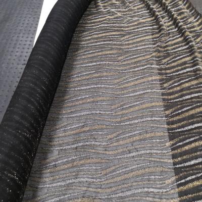 China Breathable nylon 30 jacquard metallic gold lurex silver knitted fabric F-554 70 for clothing for sale