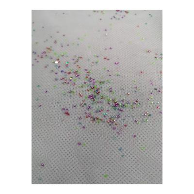 China 100% DOT Polyester Glitter Lace Powder Fire Retardant Customized Mesh Fabric With Beads Sequin for sale