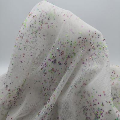 China F-080 Breathable Multi Color Polyester Beading French Tulle Lace Fabric For Cloth And Decoration for sale