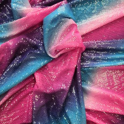 China Classic Shrink-Resistant Hexagonal Tulle All Over 5mm Sequins Embroidery Shade Print Novelty Fabric For Baby& Kids Garment for sale