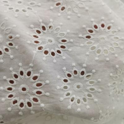 China Breathable 100% African Cotton Embroidery Eyelet Schiffli Lace Embroidery Eyelet Embroidered Fabric For Sleepwear for sale