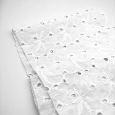 China Fashion Design Breathable Lace 100% Cotton Eyelet Embroidery White Floral Sheer Fabric For Sleepwear for sale