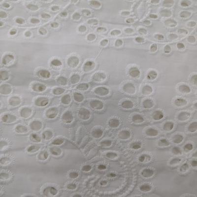 China Breathable soft handfeel cotton voile embroidered flat style eyelet lace embroidery fabric for girl sleepwear for sale