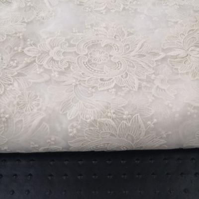 China Breathable Polyester B-322 100 Style Cotton Yarn Embroidery Organza Flower Floral Embroidered Flat Fabric For Clothing for sale