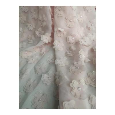 China Breathable Tulle 3D Interlining Wholesale Polyester Embroidery 100% Glitter Fabric for sale