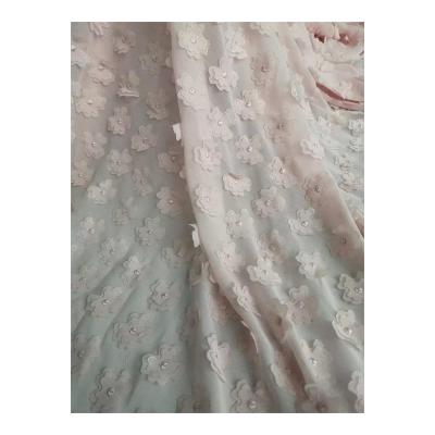 China Breathable Customized Glitter Color Outerwear 100% Polyester Tulle 3D Tulle Embroidery Laser Fabric for sale