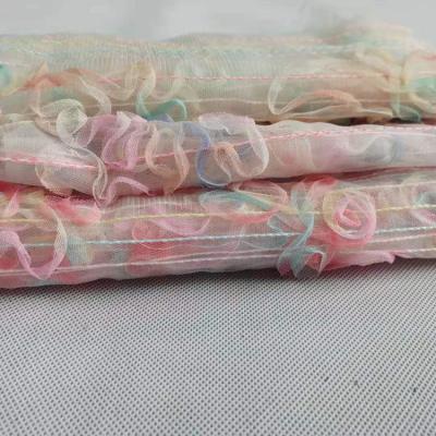 China Breathable Most Popular C-653 Multi Color Embroidered SHADOW PRINT Tape Embroidery Fabric For Kids Dress for sale