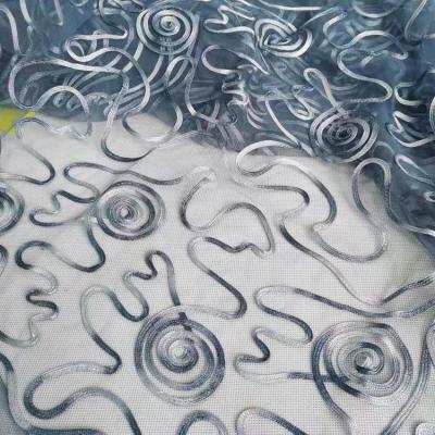 China c 604 TIE DYEED 3D Rope Embroidered Nylon French Tulle Mesh Soutache Embroidery Fabric For Clothing for sale