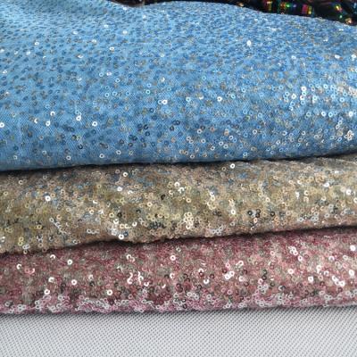 China QUICK DRY 2 Tone Sequin Embroidered 100% Polyester French Tulle Mesh 3mm Sequin Embroidery Fabric For Apparel, Decoration for sale