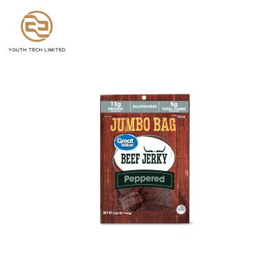 China Low MOQ Factory Recyclable Eco-friendly Disposable Pouch Bag For Meat Plastic Custom Printed Matte Jerky Bag 5oz for sale