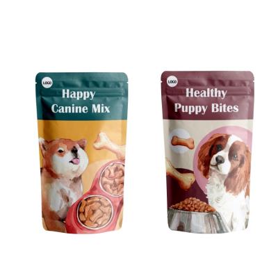 China Recyclable Custom Design White Biodegradable Pet Food Bag Pet Snack Pouch Packaging Pouch for sale