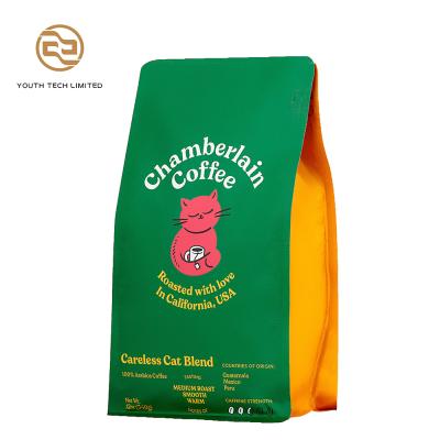 China Factory Direct Custom Recyclable Printed Aluminum Foil Flat Bottom Coffee Packing Bag With Zipper for sale