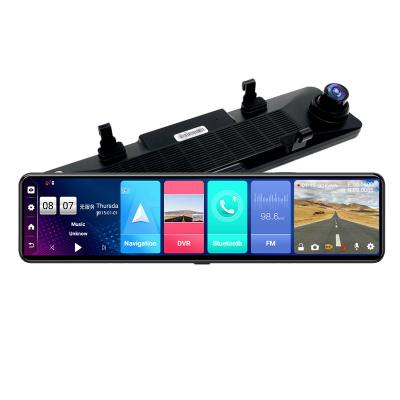 China Waterproof 12 Inch Android 4G Dash Cam Dual 1080P Car Rearview Mirror Stream Media Camera Car Dvr ADAS 3 Split Screen GPS Navi Registrar for sale