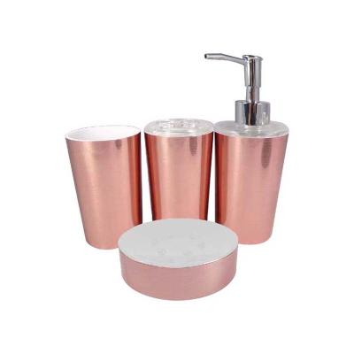 China Sustainable Luxury Rose Gold Plastic Bathroom Accessories Set for sale