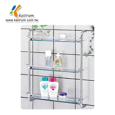 China Tempered Glass Floating Shelf Brackets Bathroom Corner Wall Three Tier Modern Glass Shelf for sale